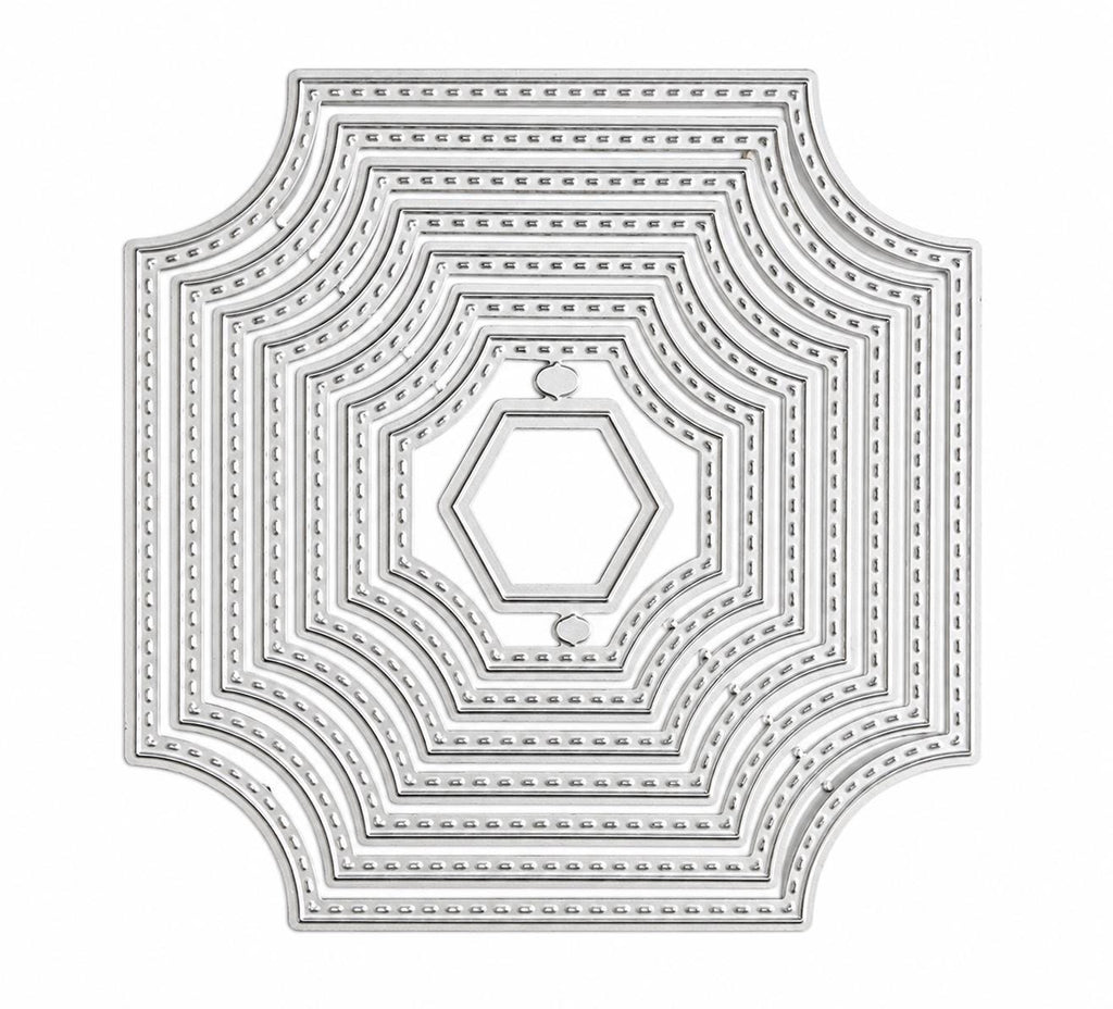 Hexagon Floral Photo Frame Metal Cutting Dies, Wedding Card Making, Scrapbooking, Layered Accents