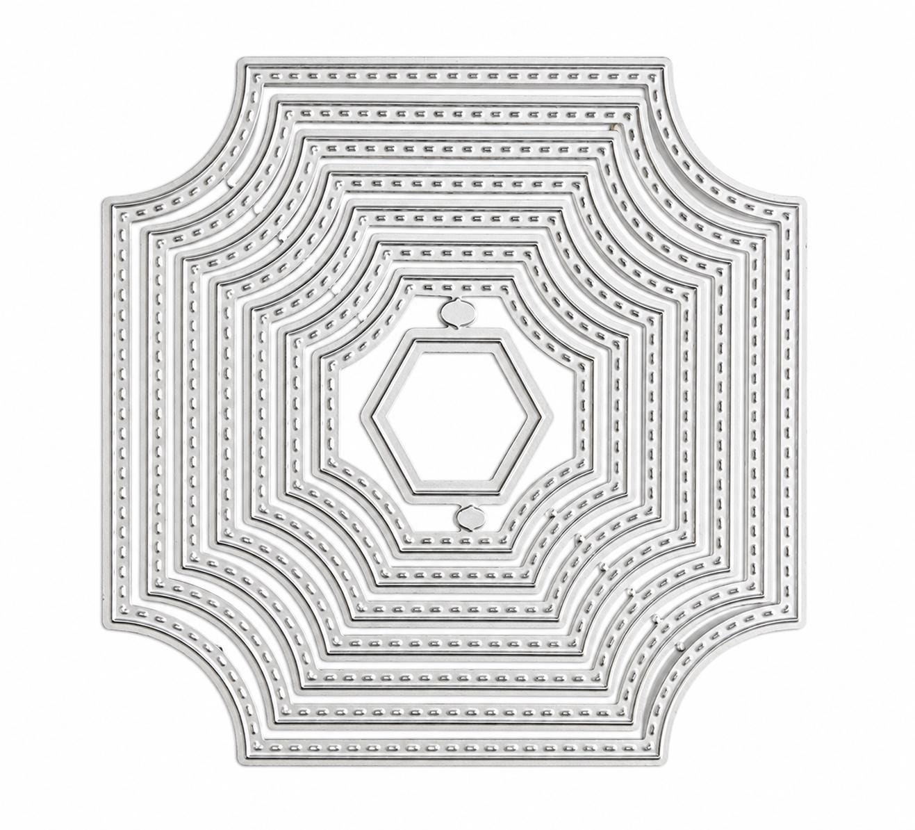 Hexagon Floral Photo Frame Metal Cutting Dies, Wedding Card Making, Scrapbooking, Layered Accents