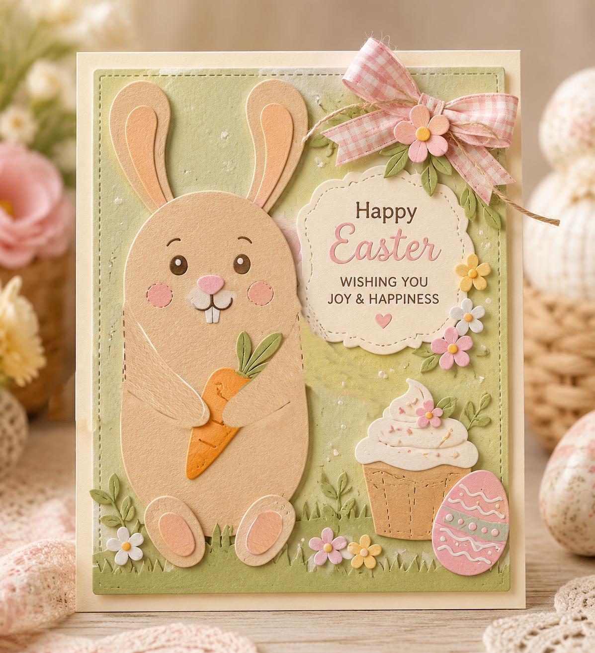 Easter Rabbit Scene Metal Cutting Dies Set for Card Making Scrapbooking and Spring Crafts