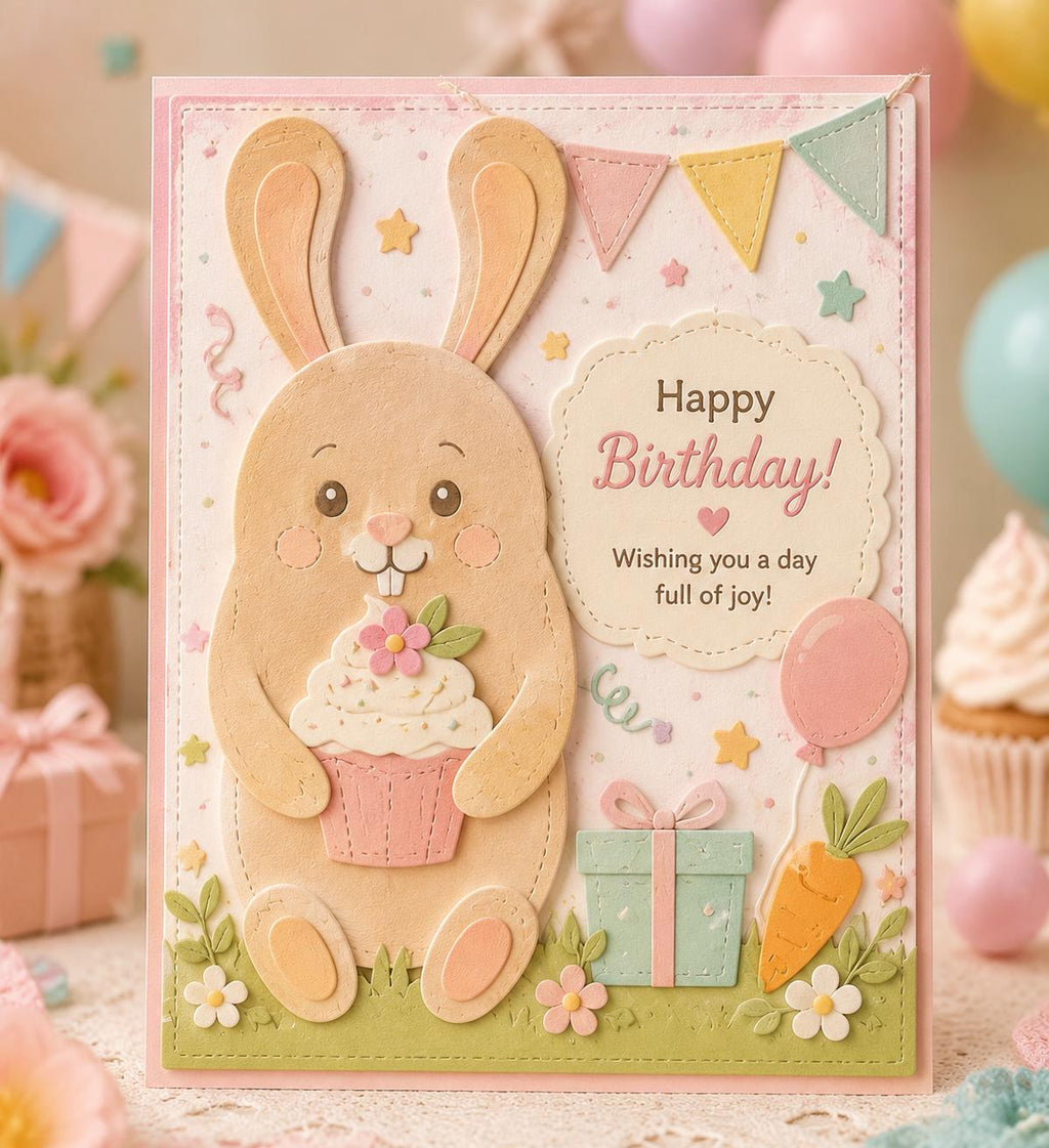 Easter Rabbit Scene Metal Cutting Dies Set for Card Making Scrapbooking and Spring Crafts