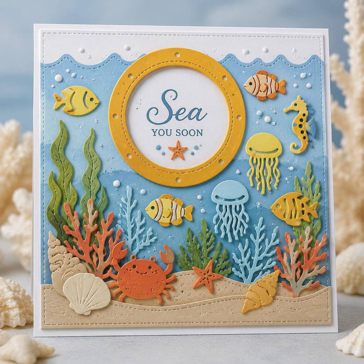 Ocean Porthole Metal Cutting Dies Set for Card Making Scrapbooking and Nautical Crafts