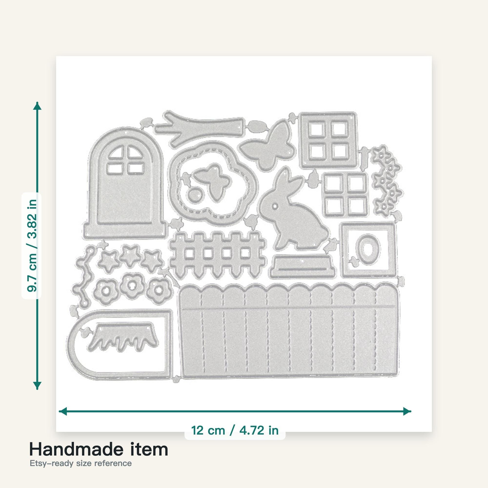 Spring Cottage Rabbit Metal Cutting Dies Set for Card Making Scrapbooking and Easter Crafts