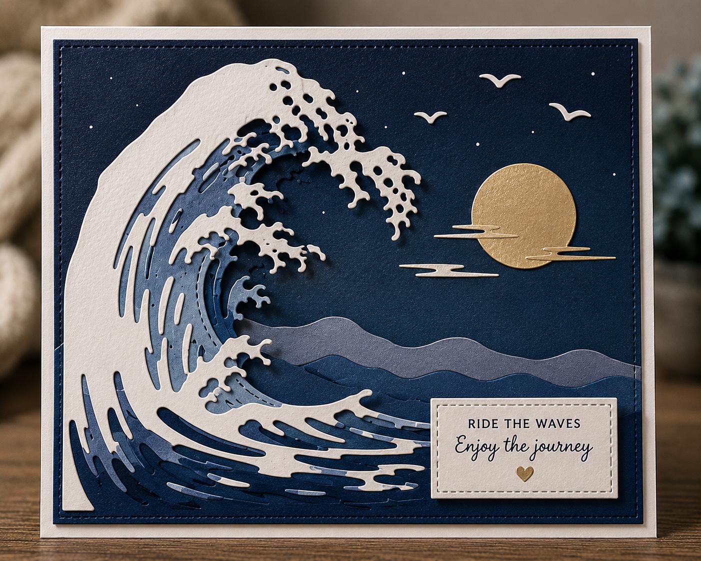 Wave Metal Cutting Die: Japanese Art Inspired Card Making Tool