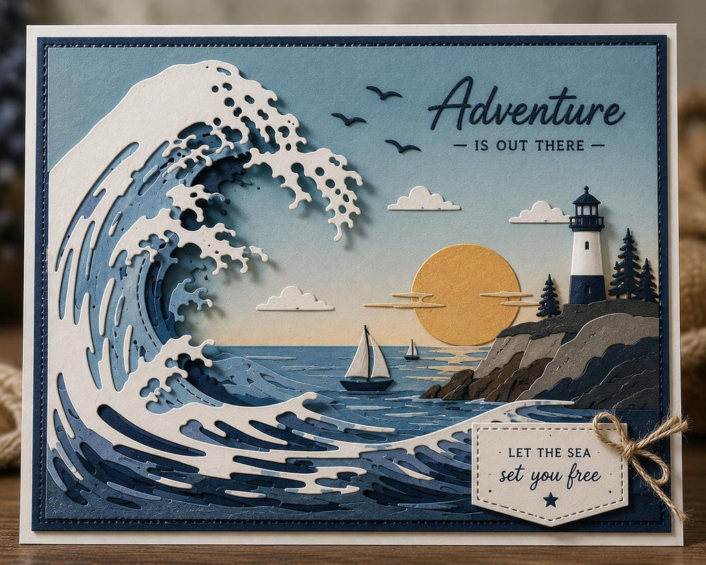 Wave Metal Cutting Die: Japanese Art Inspired Card Making Tool