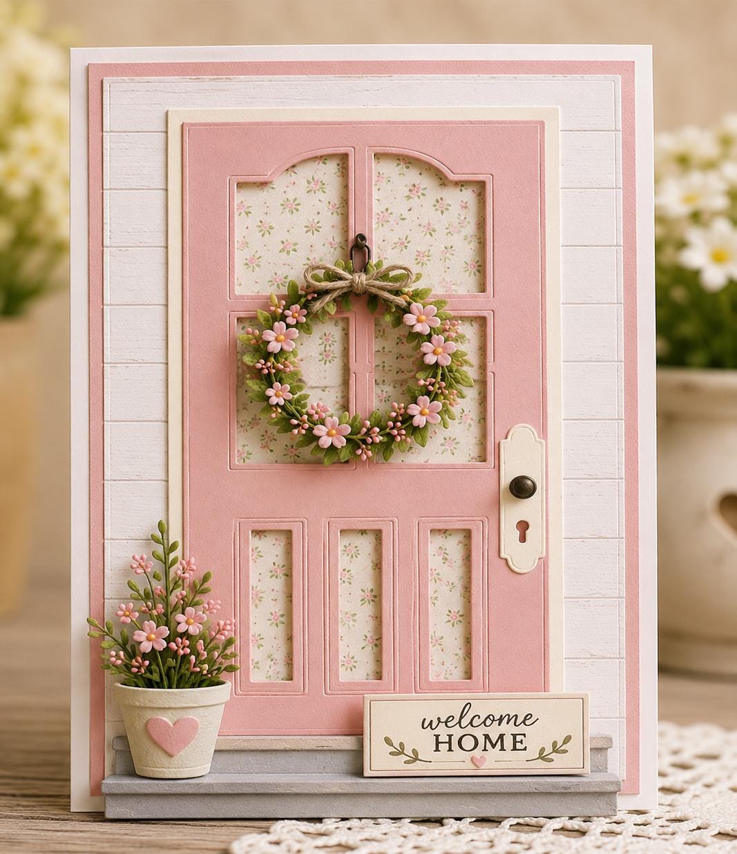 Floral Front Door Metal Cutting Die for Card Making Scrapbooking and Welcome Home Crafts