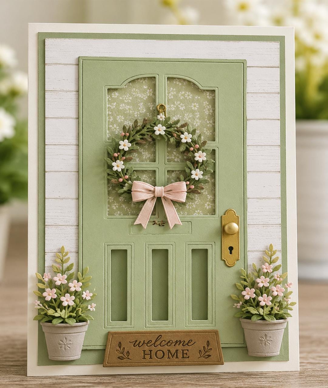 Floral Front Door Metal Cutting Die for Card Making Scrapbooking and Welcome Home Crafts