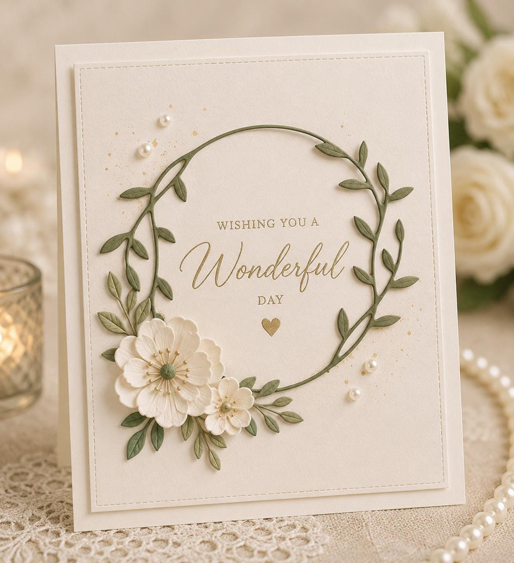 Floral Arch Wreath Metal Cutting Dies for Card Making, Scrapbooking (17 x 8.2 cm)