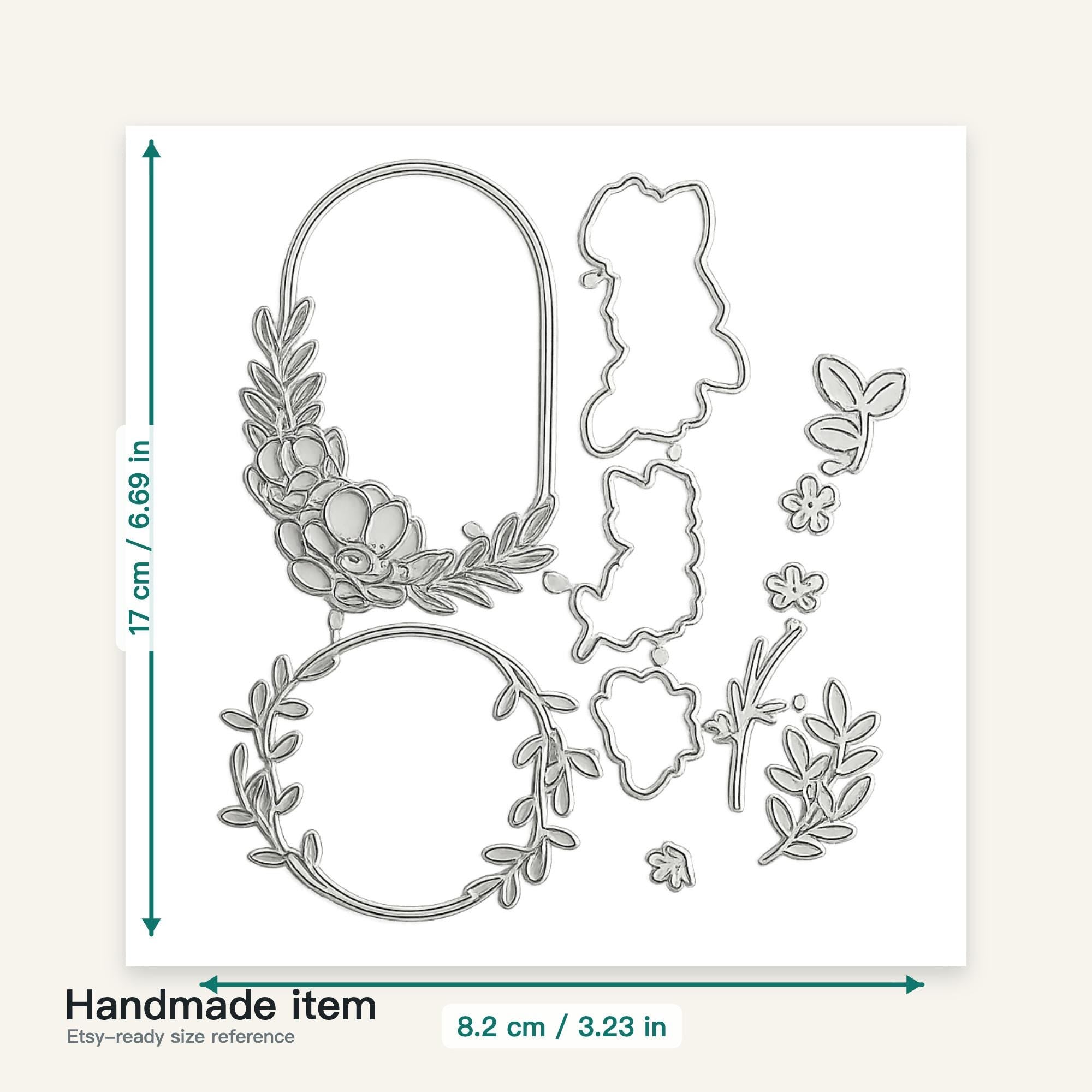 Floral Arch Wreath Metal Cutting Dies for Card Making, Scrapbooking (17 x 8.2 cm)