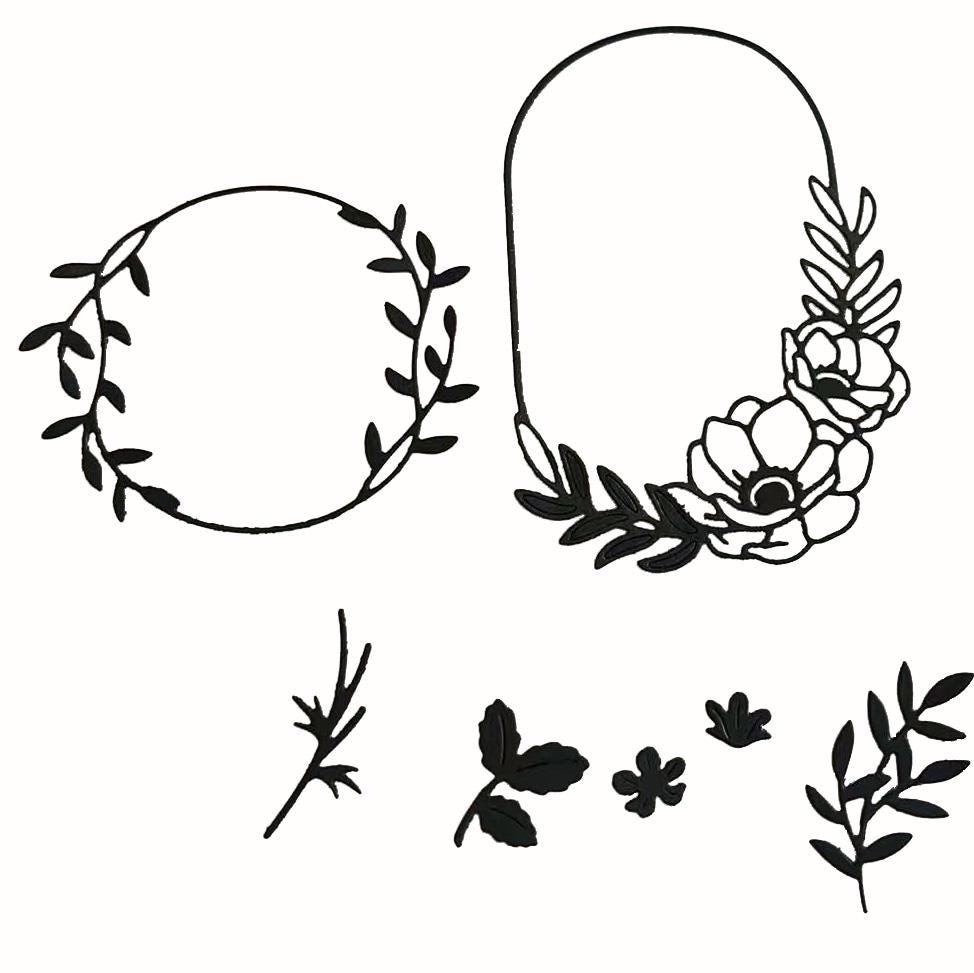 Floral Arch Wreath Metal Cutting Dies for Card Making, Scrapbooking (17 x 8.2 cm)