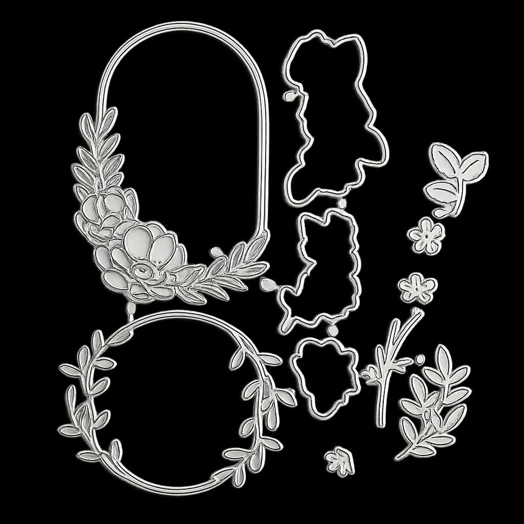 Floral Arch Wreath Metal Cutting Dies for Card Making, Scrapbooking (17 x 8.2 cm)