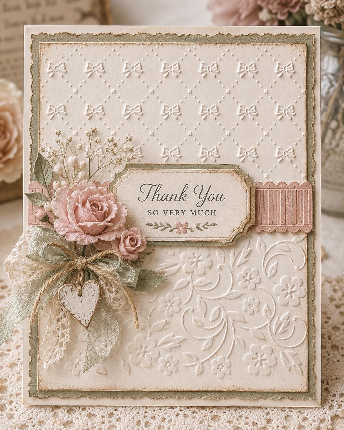 Bow and Floral Embossing Folder 12 x 15 cm for Card Making and Scrapbooking