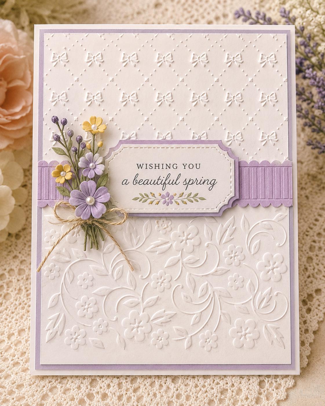 Bow and Floral Embossing Folder 12 x 15 cm for Card Making and Scrapbooking