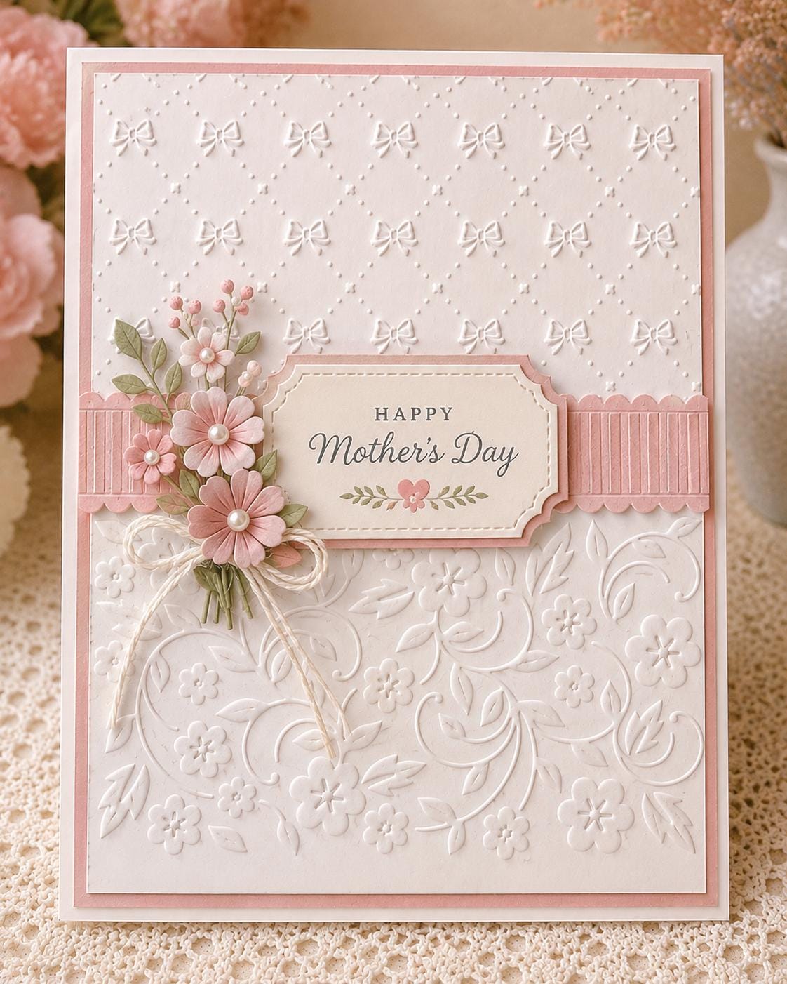 Bow and Floral Embossing Folder 12 x 15 cm for Card Making and Scrapbooking