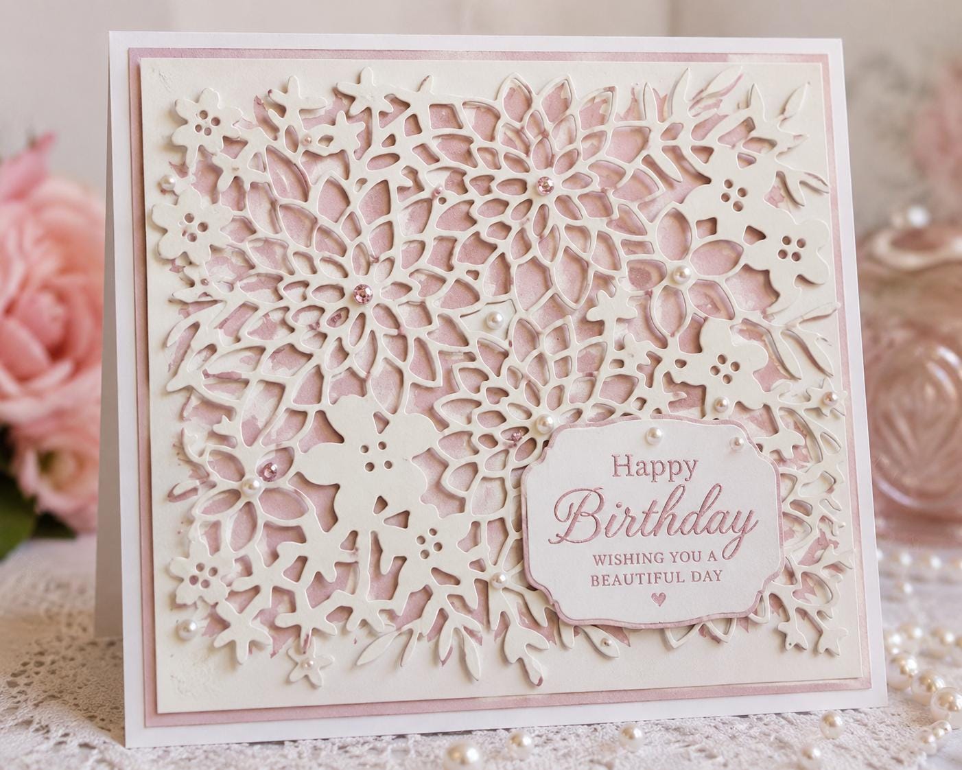 Dahlia Floral Background Metal Cutting Die for Card Making Scrapbooking and Paper Crafts