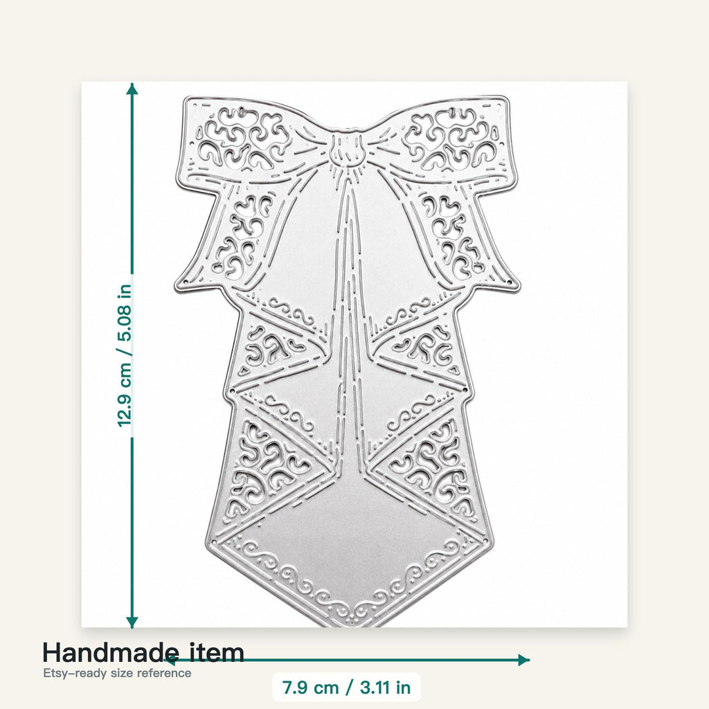 Ornate Necktie Metal Cutting Die for Fathers Day Cards Scrapbooking and Mens Paper Crafts
