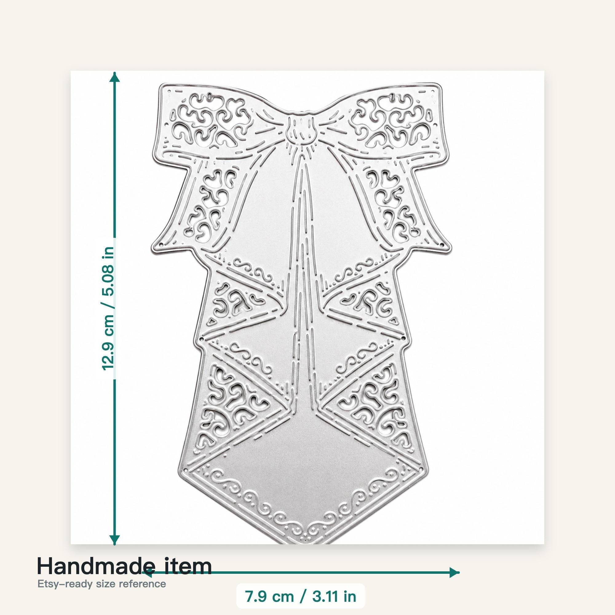 Ornate Necktie Metal Cutting Die for Fathers Day Cards Scrapbooking and Mens Paper Crafts