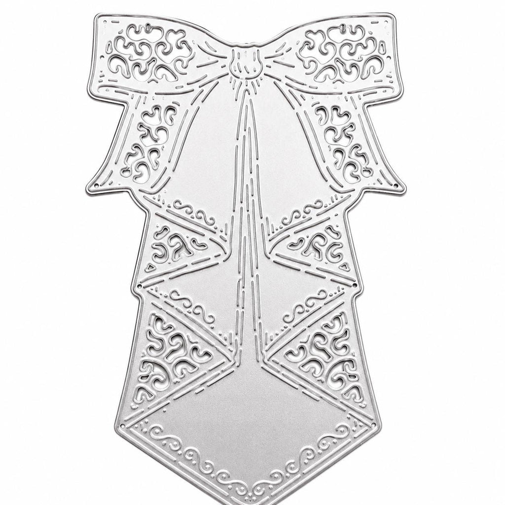 Ornate Necktie Metal Cutting Die for Fathers Day Cards Scrapbooking and Mens Paper Crafts