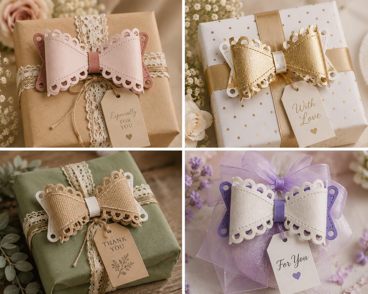 Lace Bow Metal Cutting Dies Set for Card Making Scrapbooking and Gift Decorations
