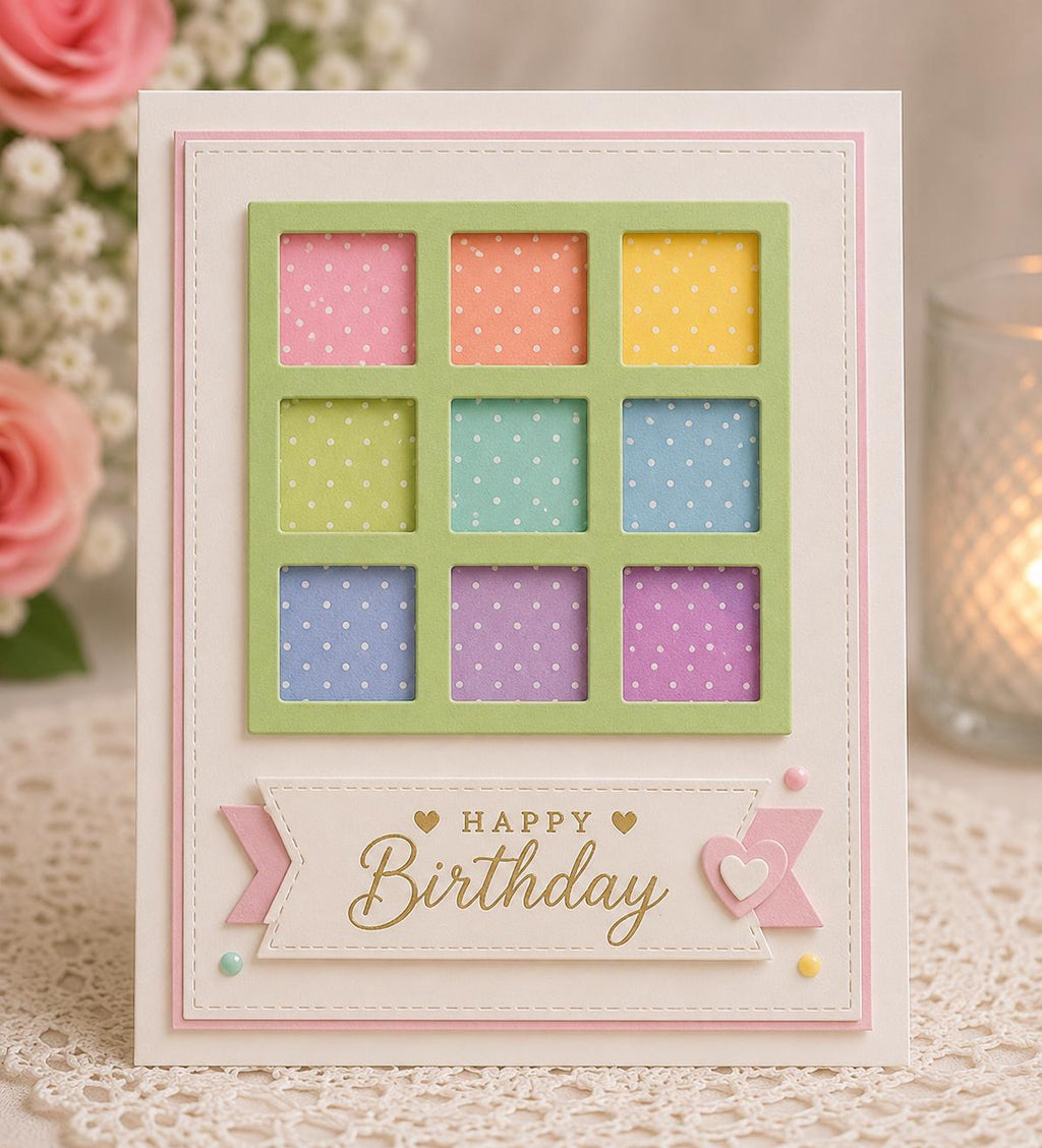 Nine Square Grid Metal Cutting Die for Card Making Scrapbooking and Photo Collages