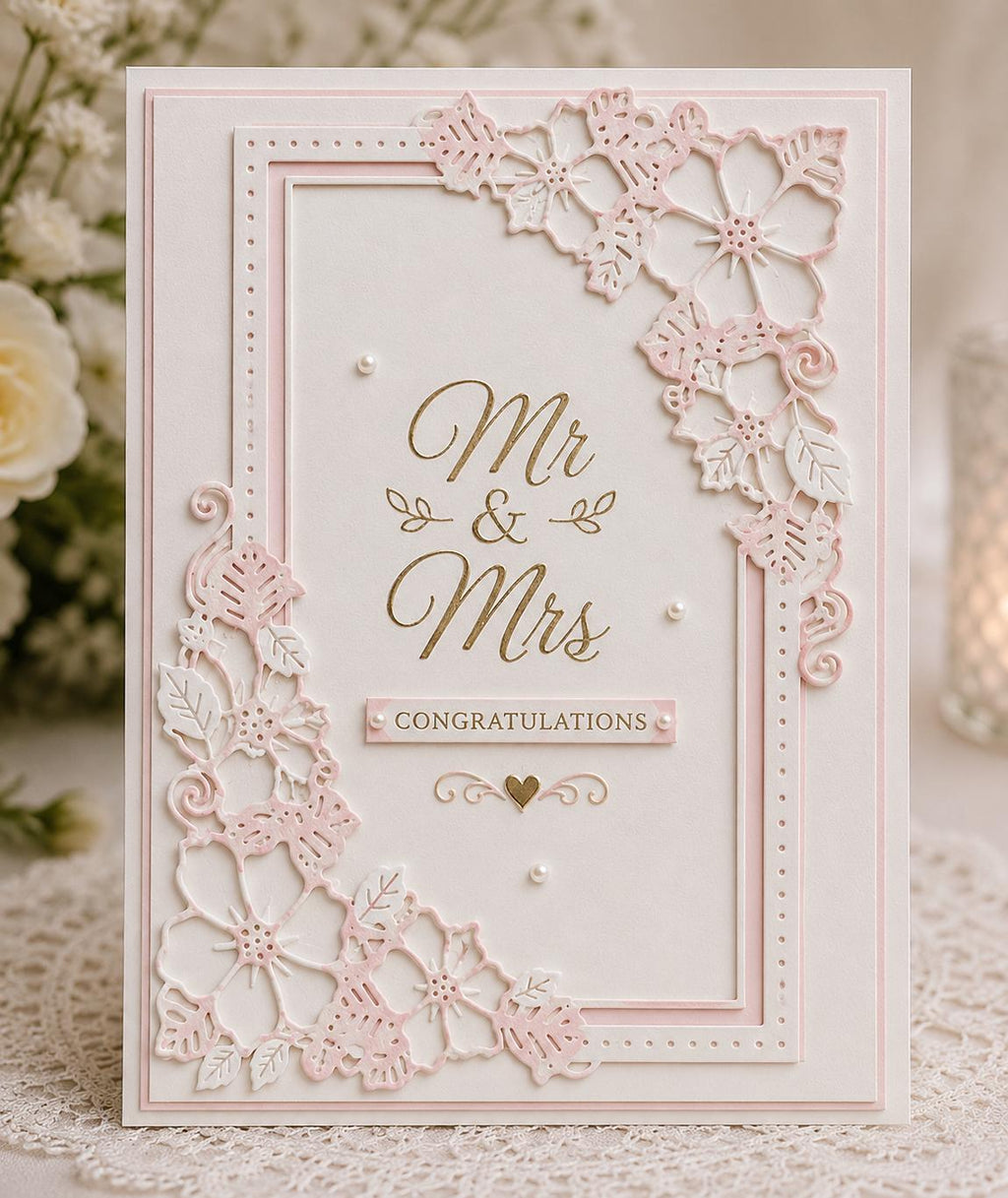 Floral Rectangle Frame Metal Cutting Die for Card Making Scrapbooking and Wedding Crafts