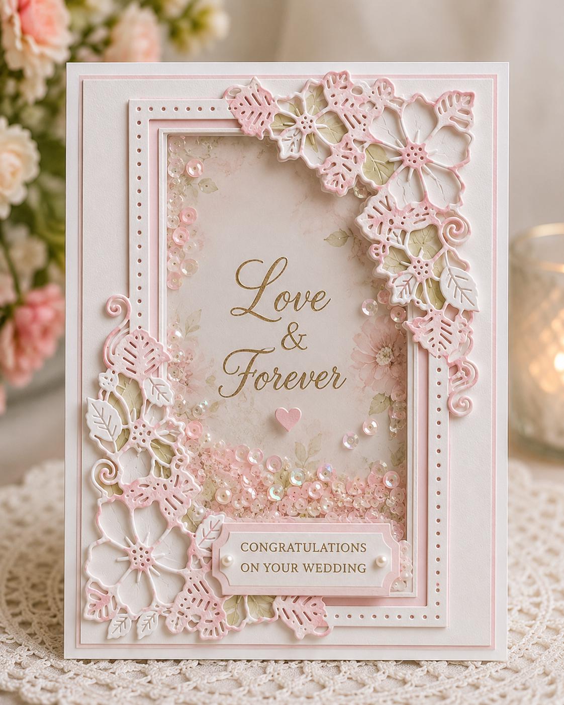Floral Rectangle Frame Metal Cutting Die for Card Making Scrapbooking and Wedding Crafts