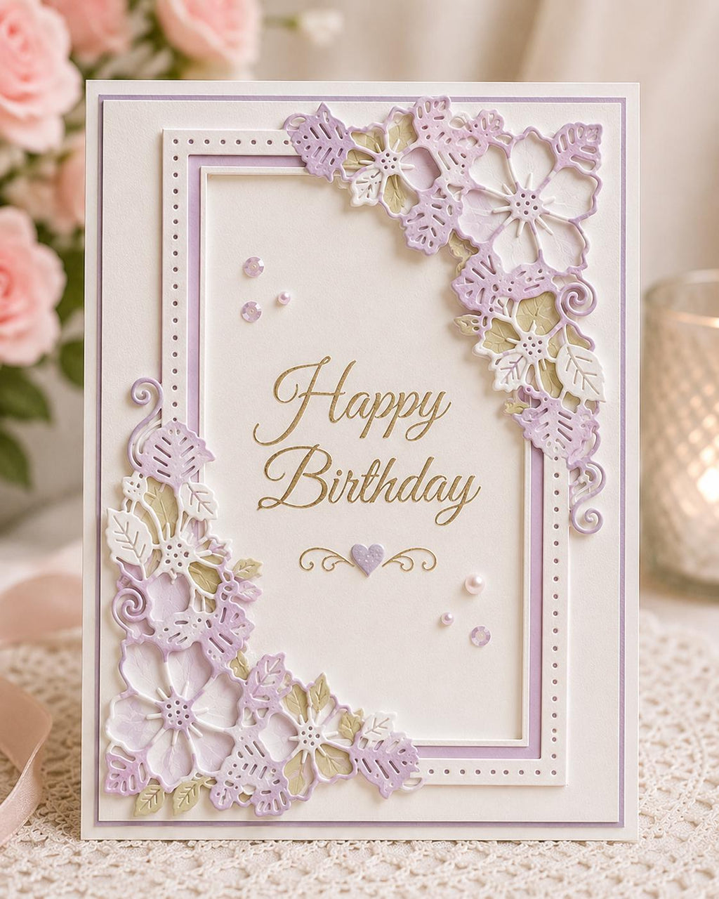 Floral Rectangle Frame Metal Cutting Die for Card Making Scrapbooking and Wedding Crafts