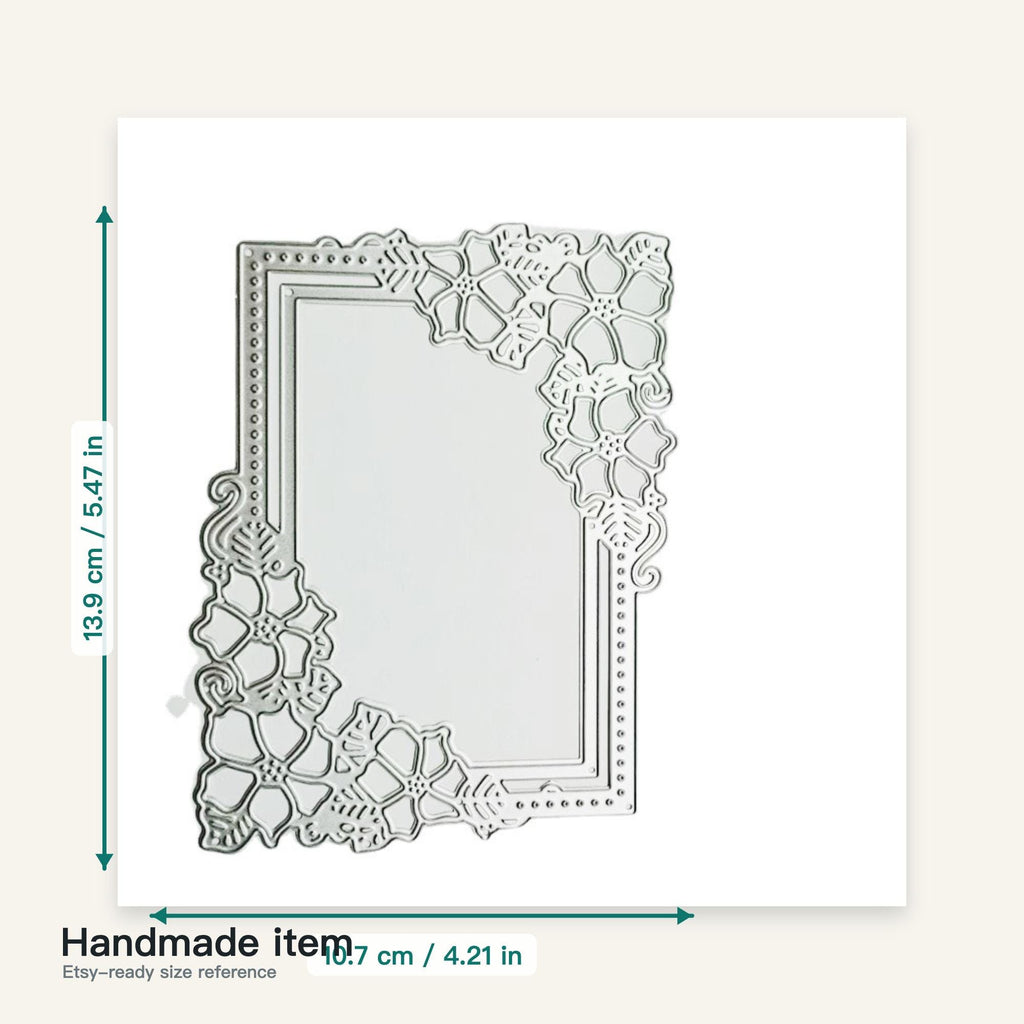 Floral Rectangle Frame Metal Cutting Die for Card Making Scrapbooking and Wedding Crafts