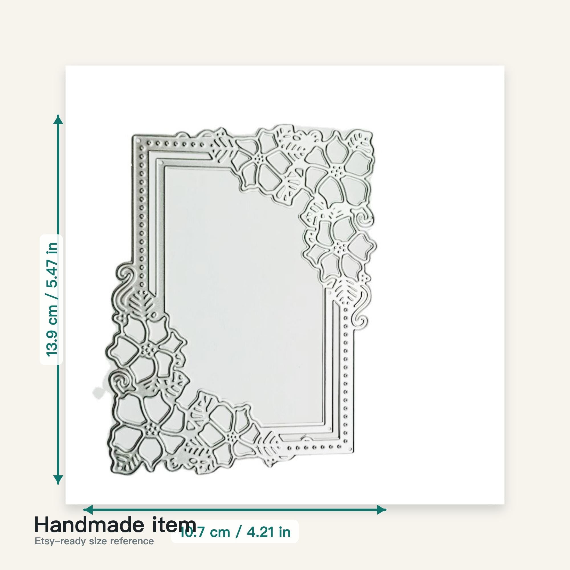 Floral Rectangle Frame Metal Cutting Die for Card Making Scrapbooking and Wedding Crafts