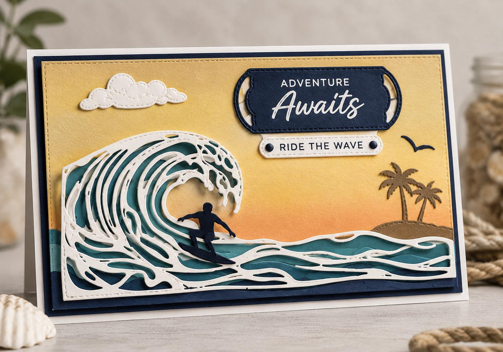 Layered Ocean Wave Metal Cutting Dies for Card Making, Scrapbooking (20.3 x 10 cm)
