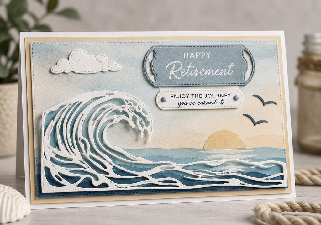Layered Ocean Wave Metal Cutting Dies for Card Making, Scrapbooking (20.3 x 10 cm)