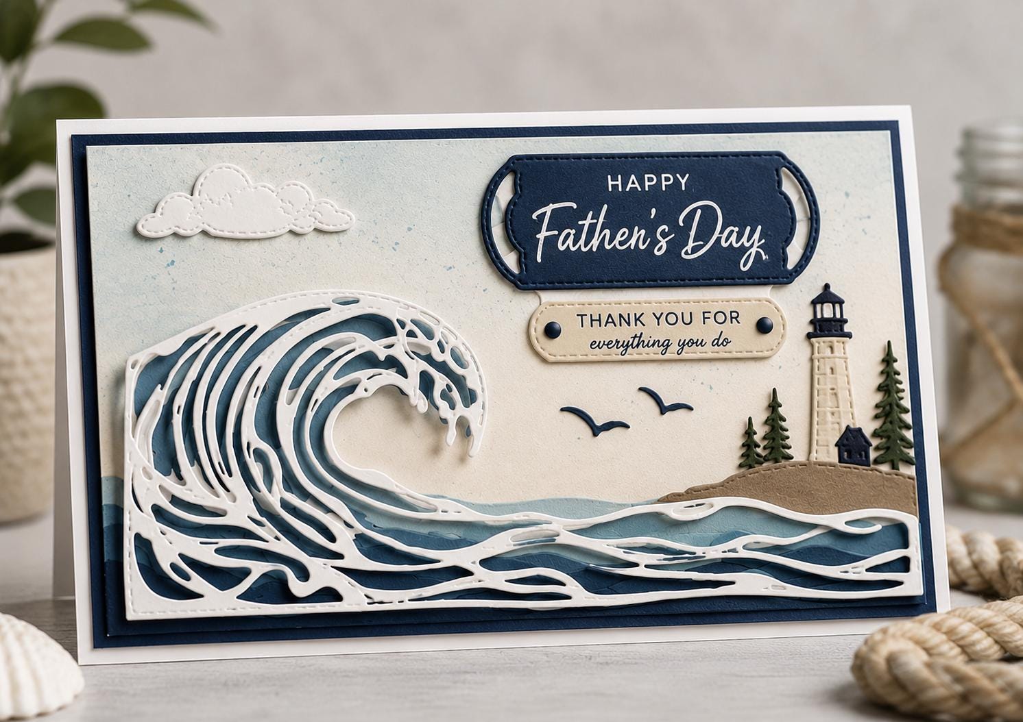 Layered Ocean Wave Metal Cutting Dies for Card Making, Scrapbooking (20.3 x 10 cm)