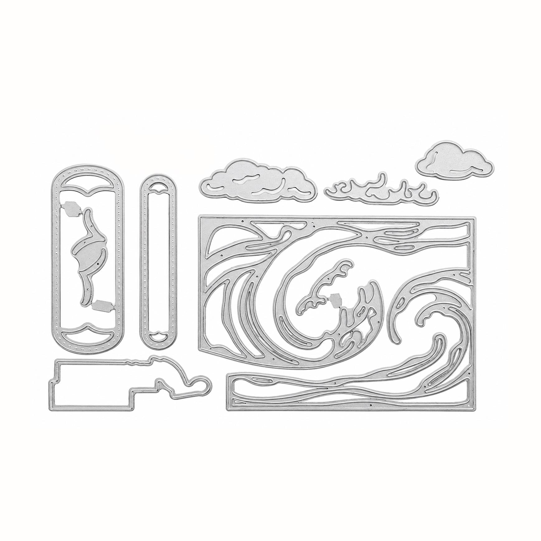 Layered Ocean Wave Metal Cutting Dies for Card Making, Scrapbooking (20.3 x 10 cm)
