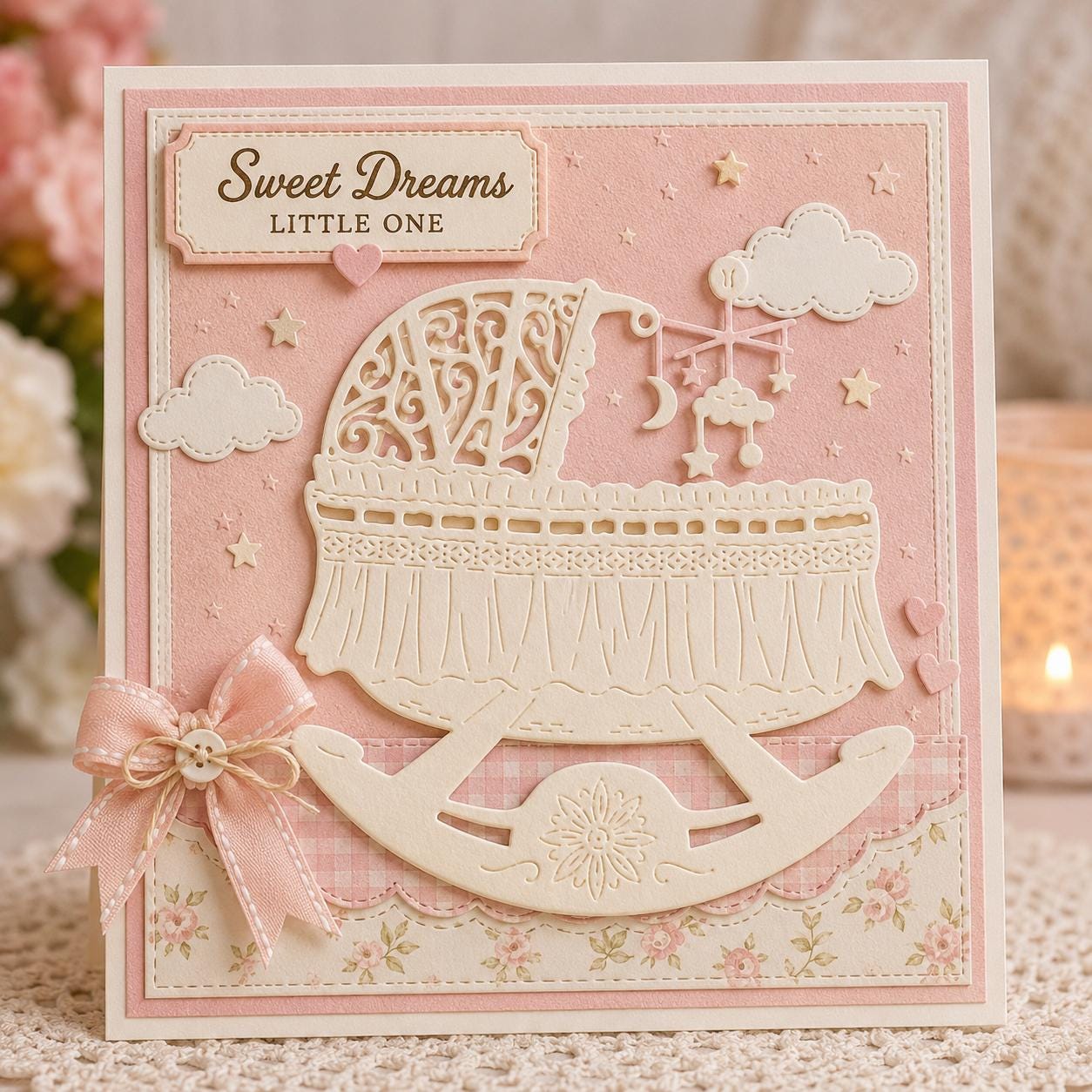 Baby Rocking Cradle Metal Cutting Die for Baby Shower Cards Scrapbooking and Newborn Crafts