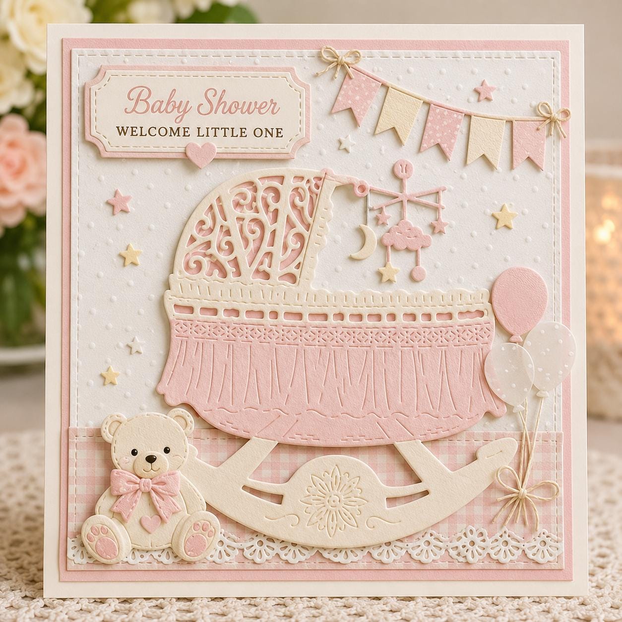 Baby Rocking Cradle Metal Cutting Die for Baby Shower Cards Scrapbooking and Newborn Crafts