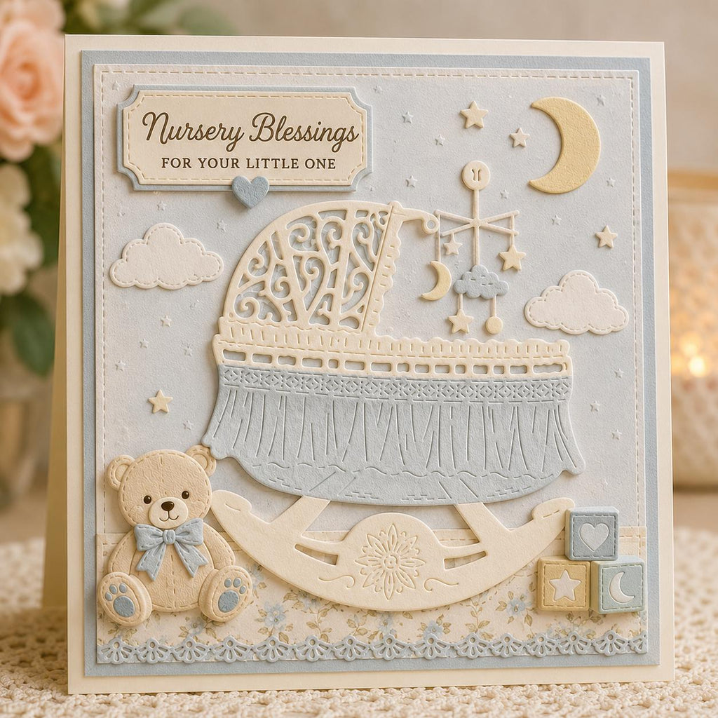 Baby Rocking Cradle Metal Cutting Die for Baby Shower Cards Scrapbooking and Newborn Crafts