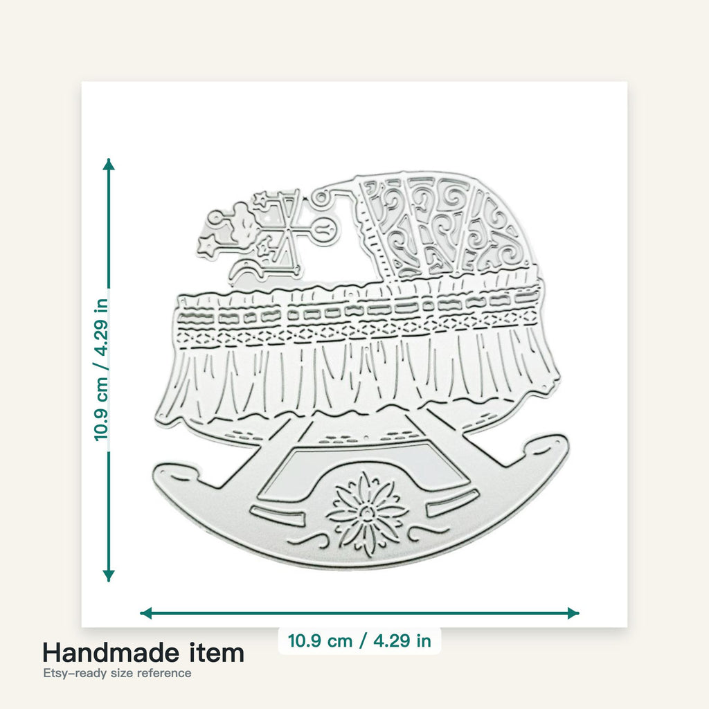 Baby Rocking Cradle Metal Cutting Die for Baby Shower Cards Scrapbooking and Newborn Crafts