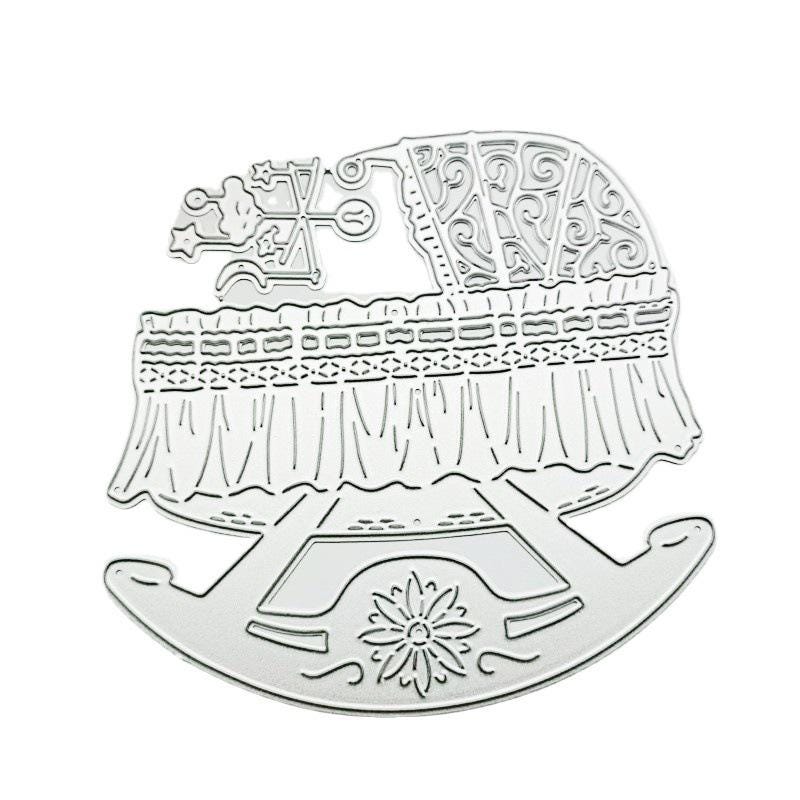 Baby Rocking Cradle Metal Cutting Die for Baby Shower Cards Scrapbooking and Newborn Crafts