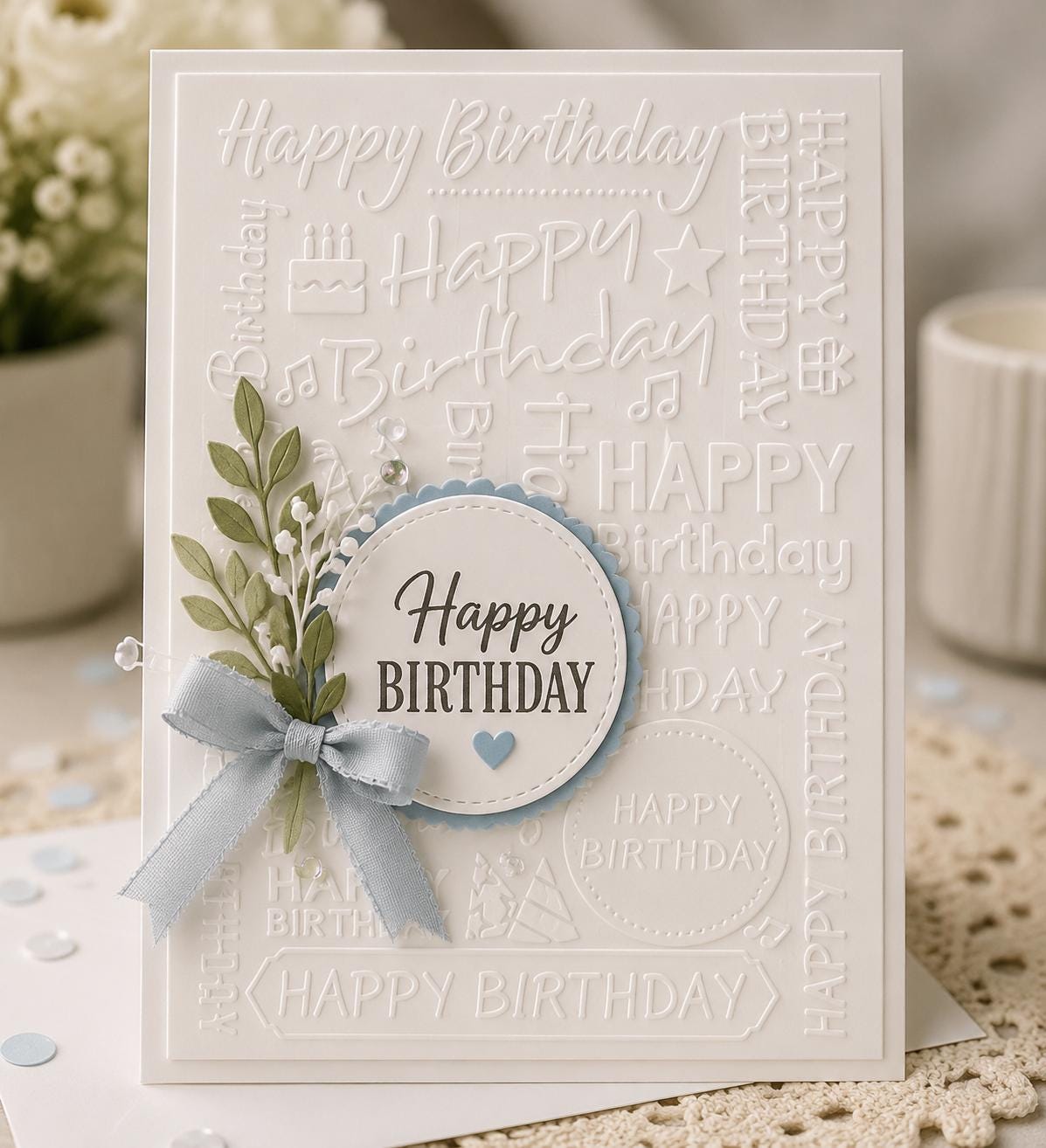 Happy Birthday Sentiment Embossing Folder for Card Making, Scrapbooking (5 x 7 Inch)