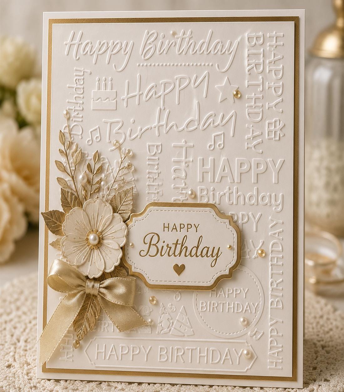 Happy Birthday Sentiment Embossing Folder for Card Making, Scrapbooking (5 x 7 Inch)