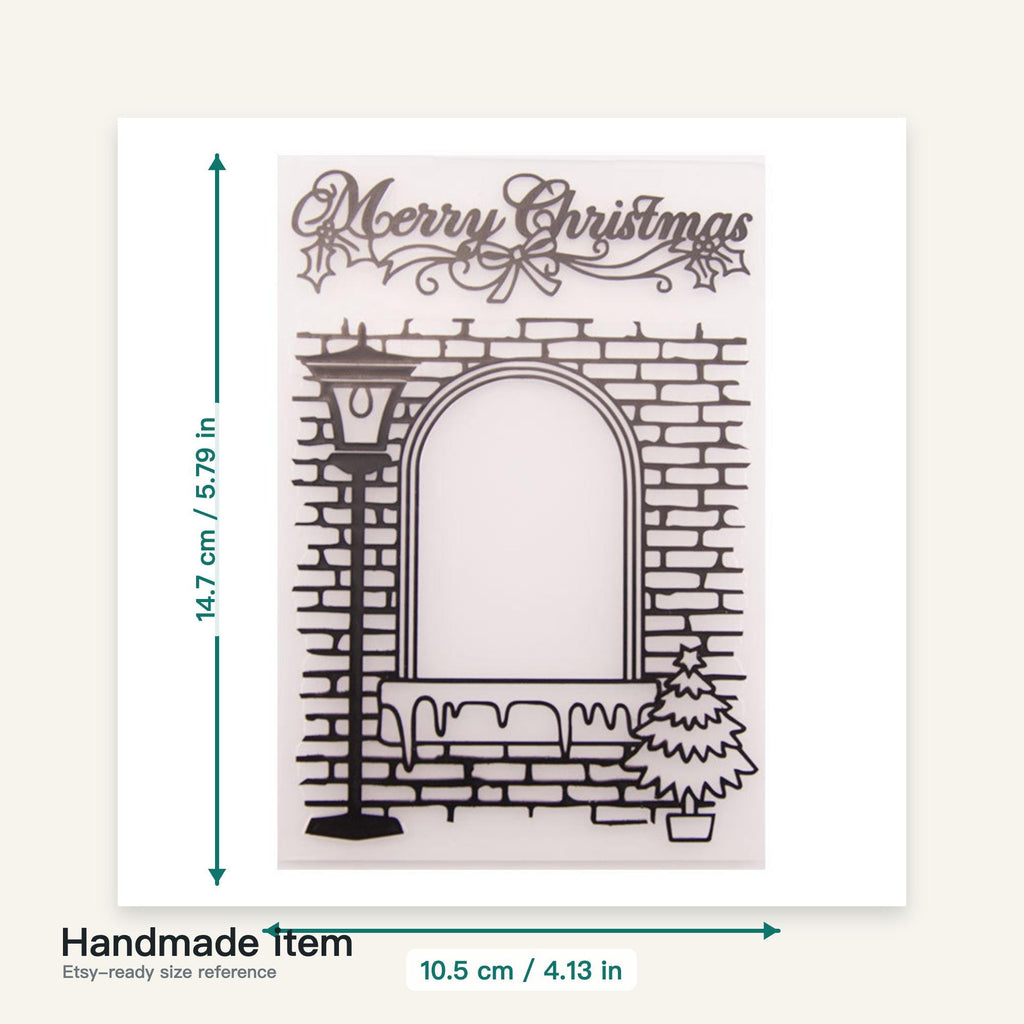 Christmas Window Embossing Folder 4.13 x 5.79 Inch for Holiday Card Making and Scrapbooking