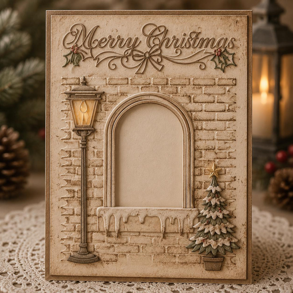 Christmas Window Embossing Folder 4.13 x 5.79 Inch for Holiday Card Making and Scrapbooking