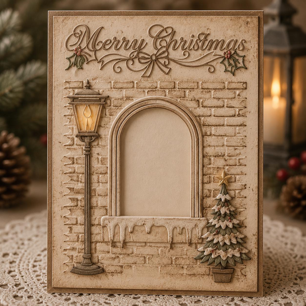 Christmas Window Embossing Folder 4.13 x 5.79 Inch for Holiday Card Making and Scrapbooking