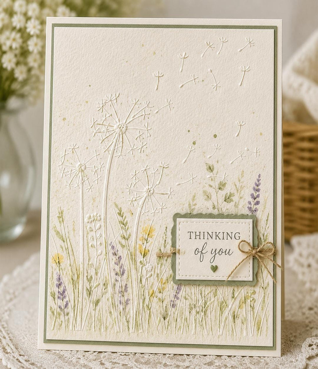 Dandelion Meadow Embossing Folder 4.13 x 5.79 Inch Floral Background for Card Making