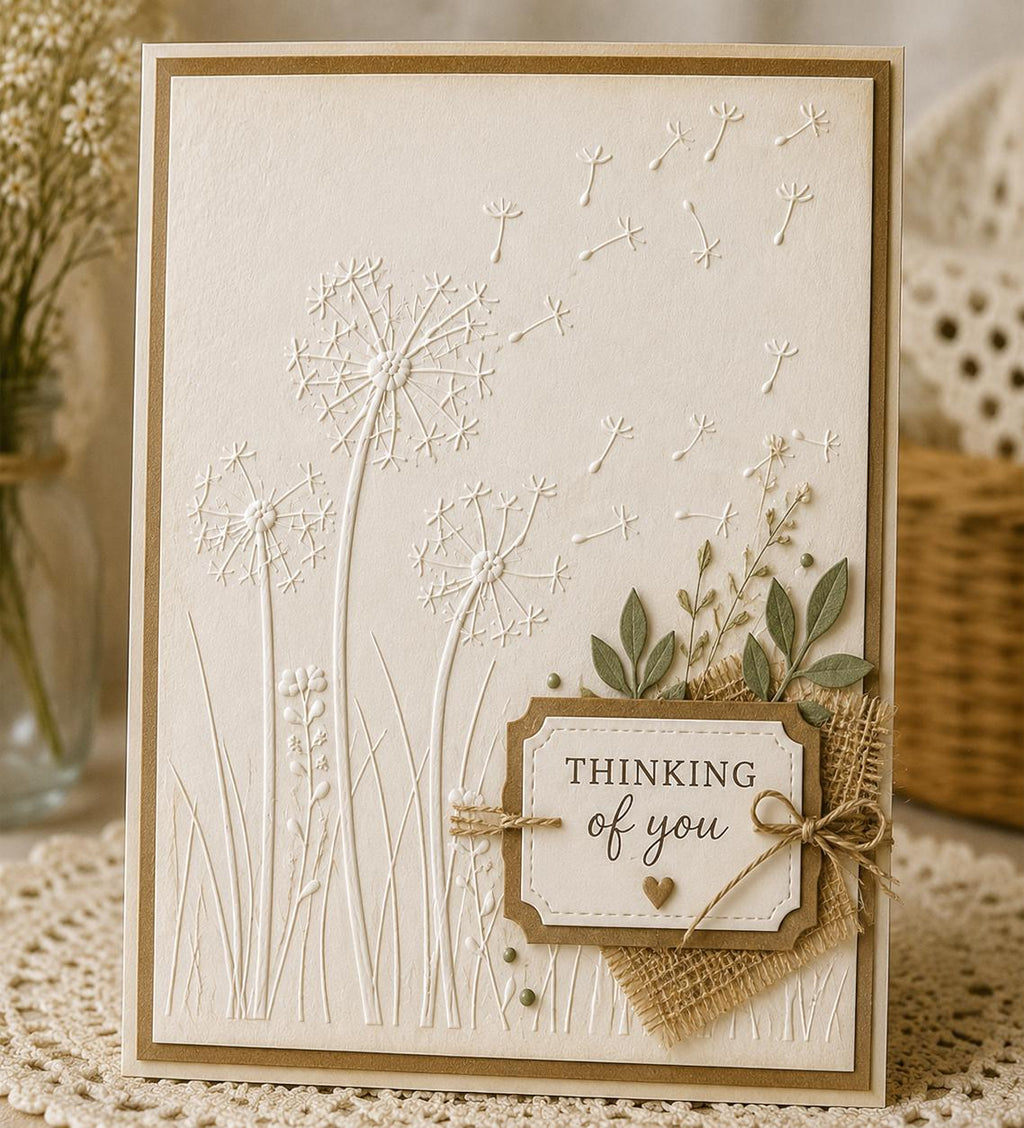 Dandelion Meadow Embossing Folder 4.13 x 5.79 Inch Floral Background for Card Making