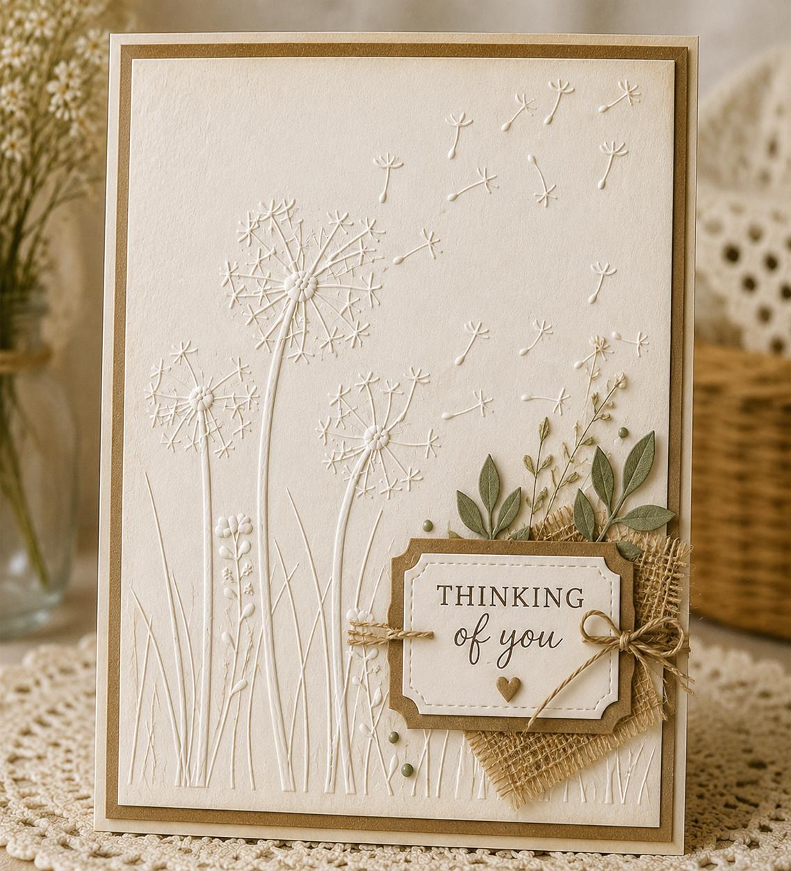 Dandelion Meadow Embossing Folder 4.13 x 5.79 Inch Floral Background for Card Making