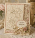 Vintage Rose Script Embossing Folder 5.8 x 4.1 Inch Floral Background for Card Making