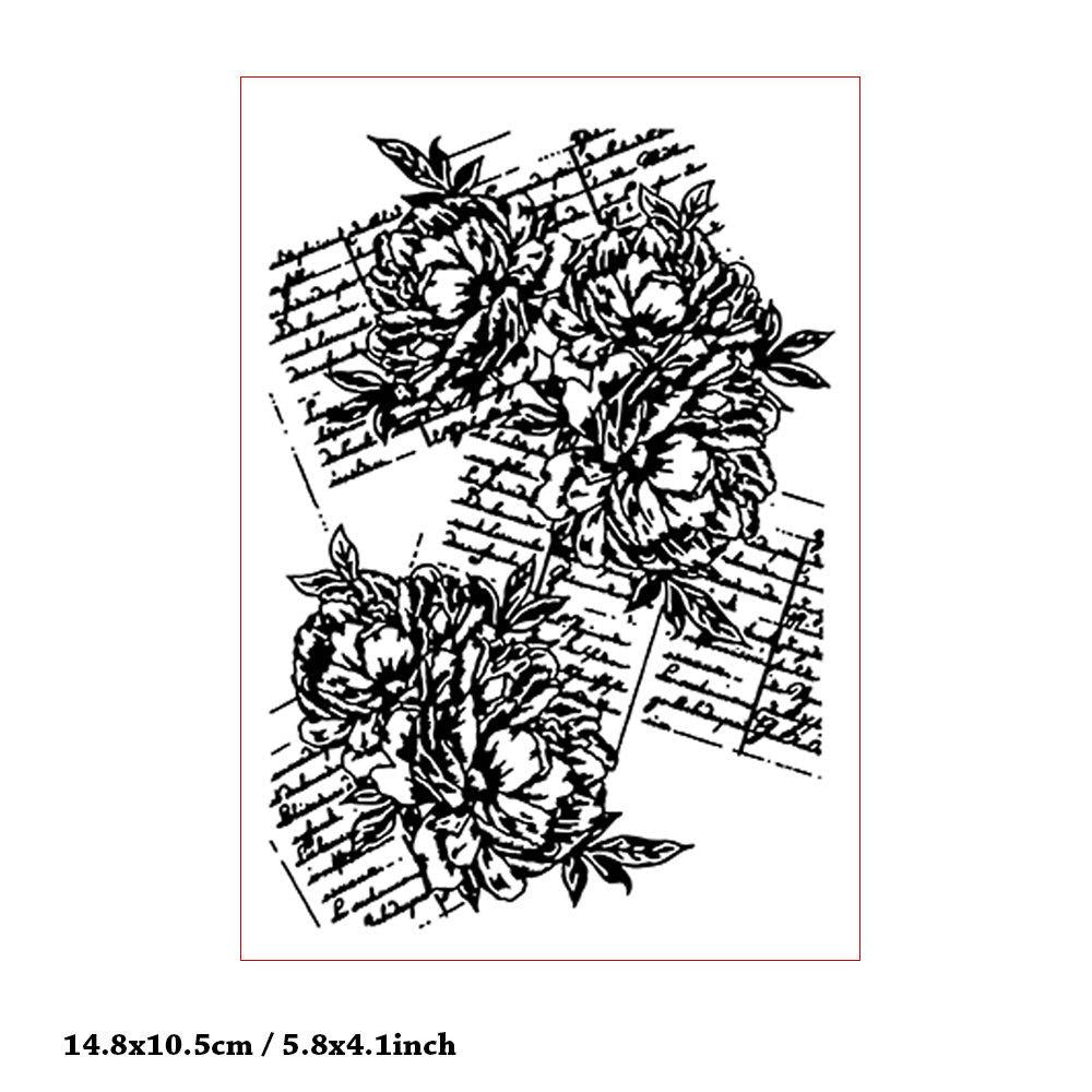 Vintage Rose Script Embossing Folder 5.8 x 4.1 Inch Floral Background for Card Making