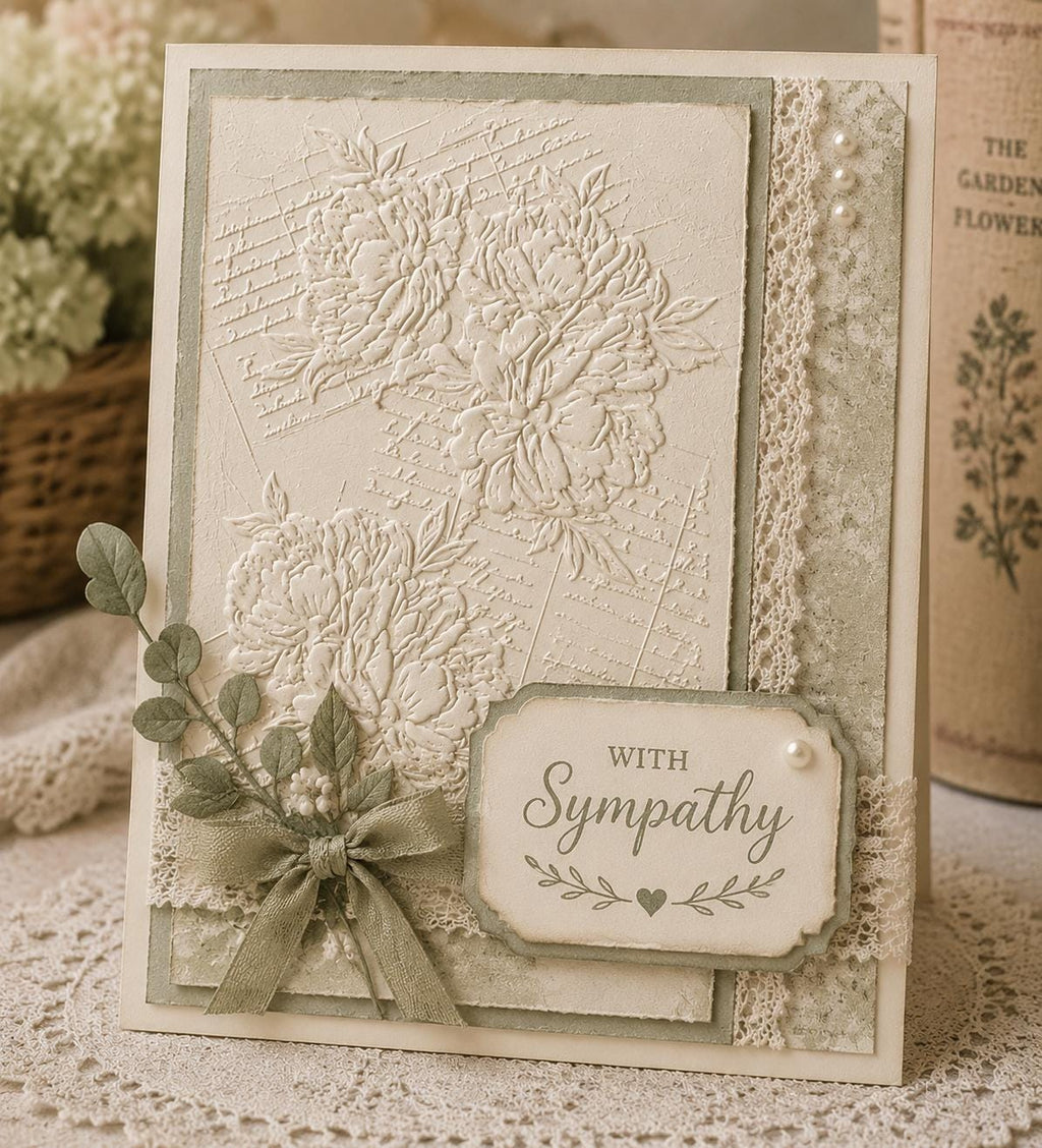 Vintage Rose Script Embossing Folder 5.8 x 4.1 Inch Floral Background for Card Making