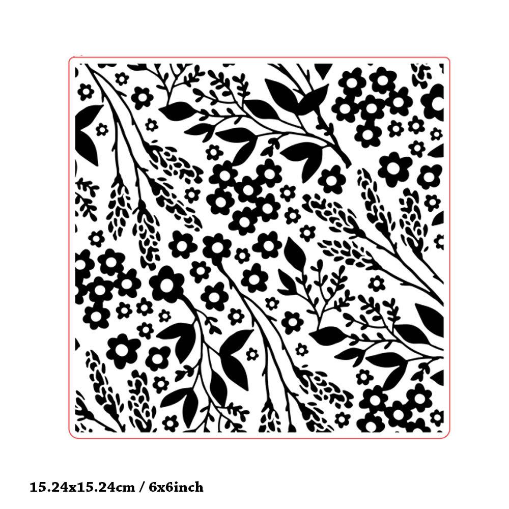 Small Floral Meadow Embossing Folder 6 x 6 Inch Botanical Background for Card Making