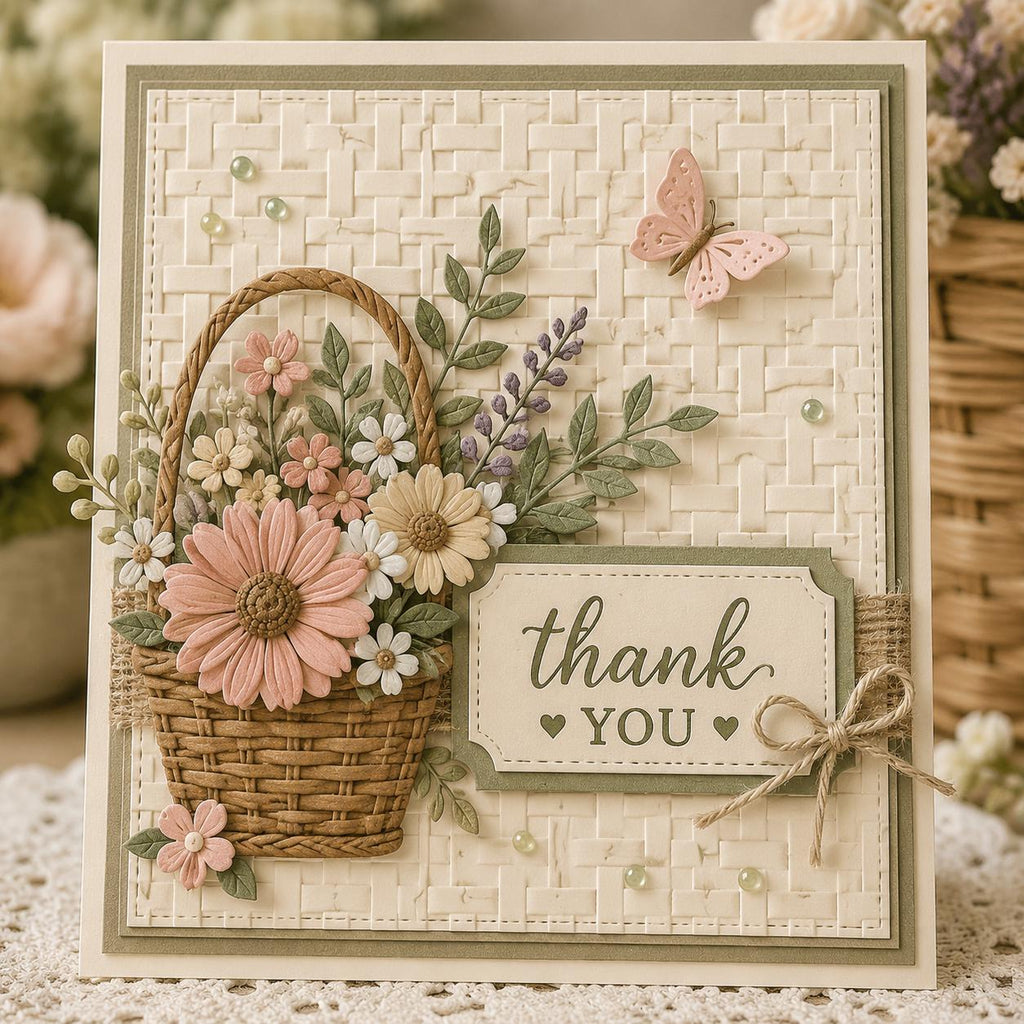 Basket Weave Embossing Folder 6x6 Inch Textured Background for Paper Crafts